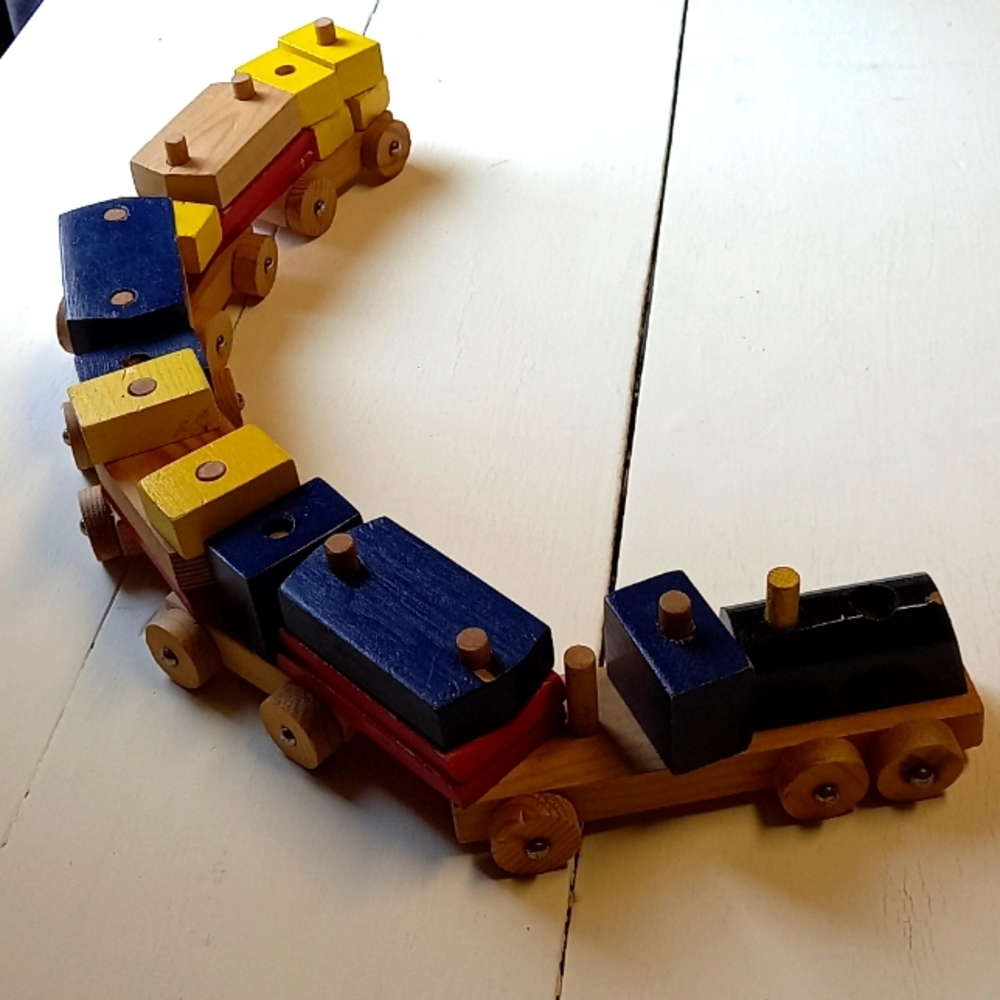 Wood train set for display